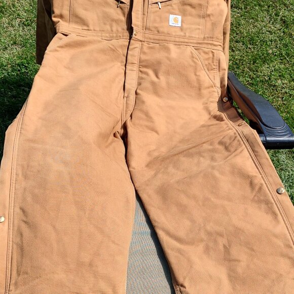 Men Carhartt Coveralls Insulated Duck Red Lining 2XL Chest 48" Inseam 28" - Picture 7 of 14